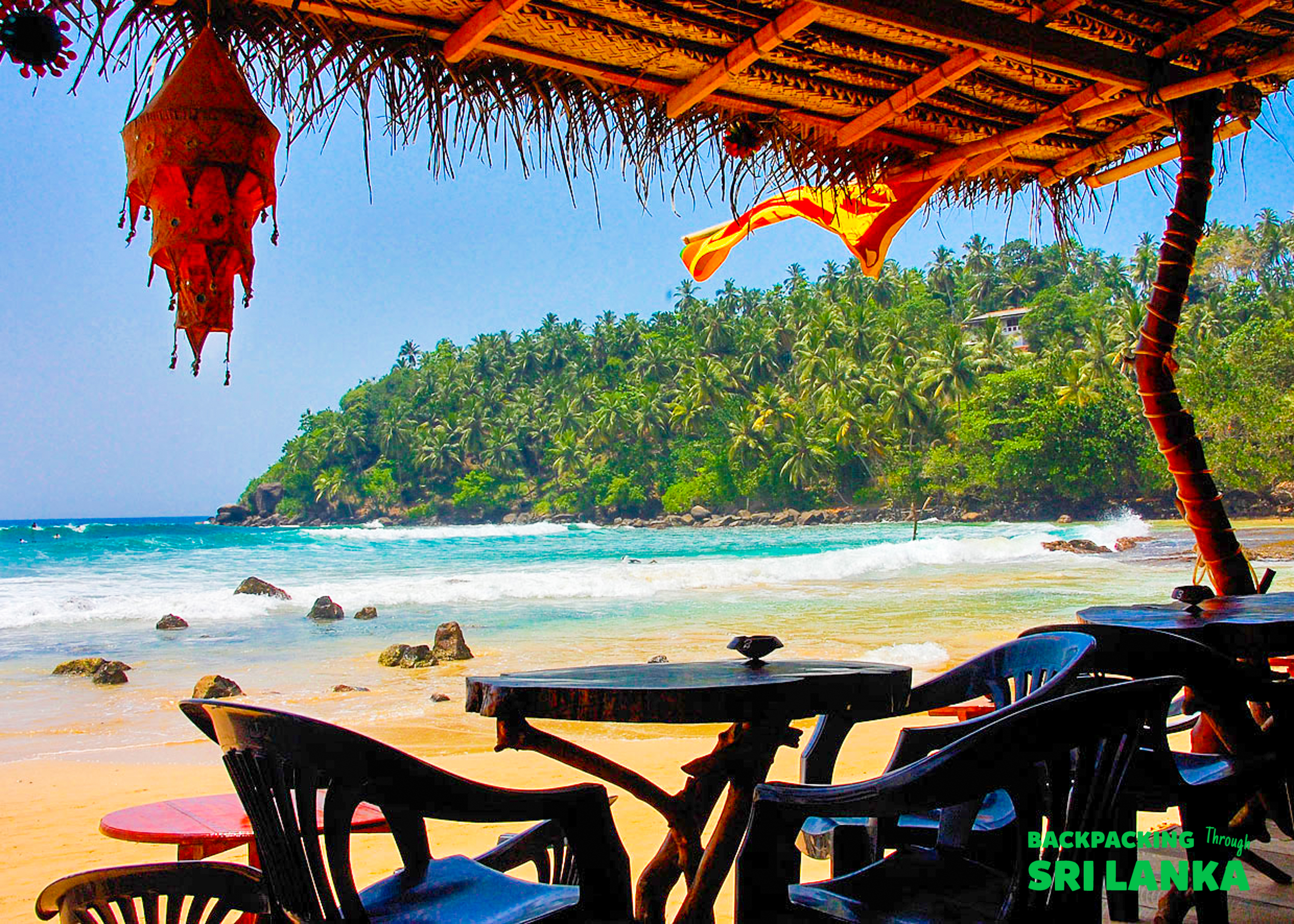 Relaxing at a beachside cafe, enjoying the stunning ocean view and lush palm trees at Weligama.
