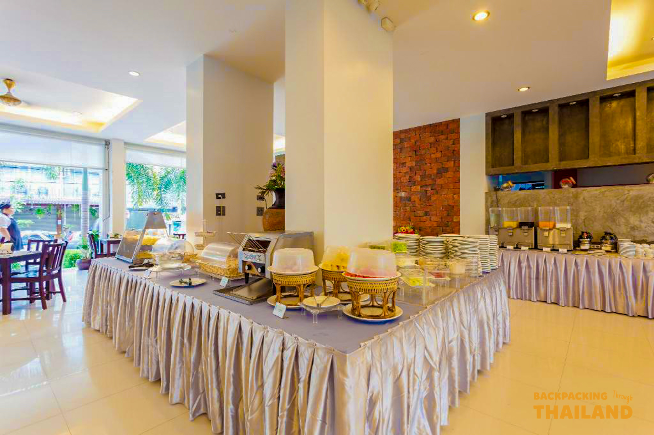 Dining area setup for tour group at Krabi hotel.