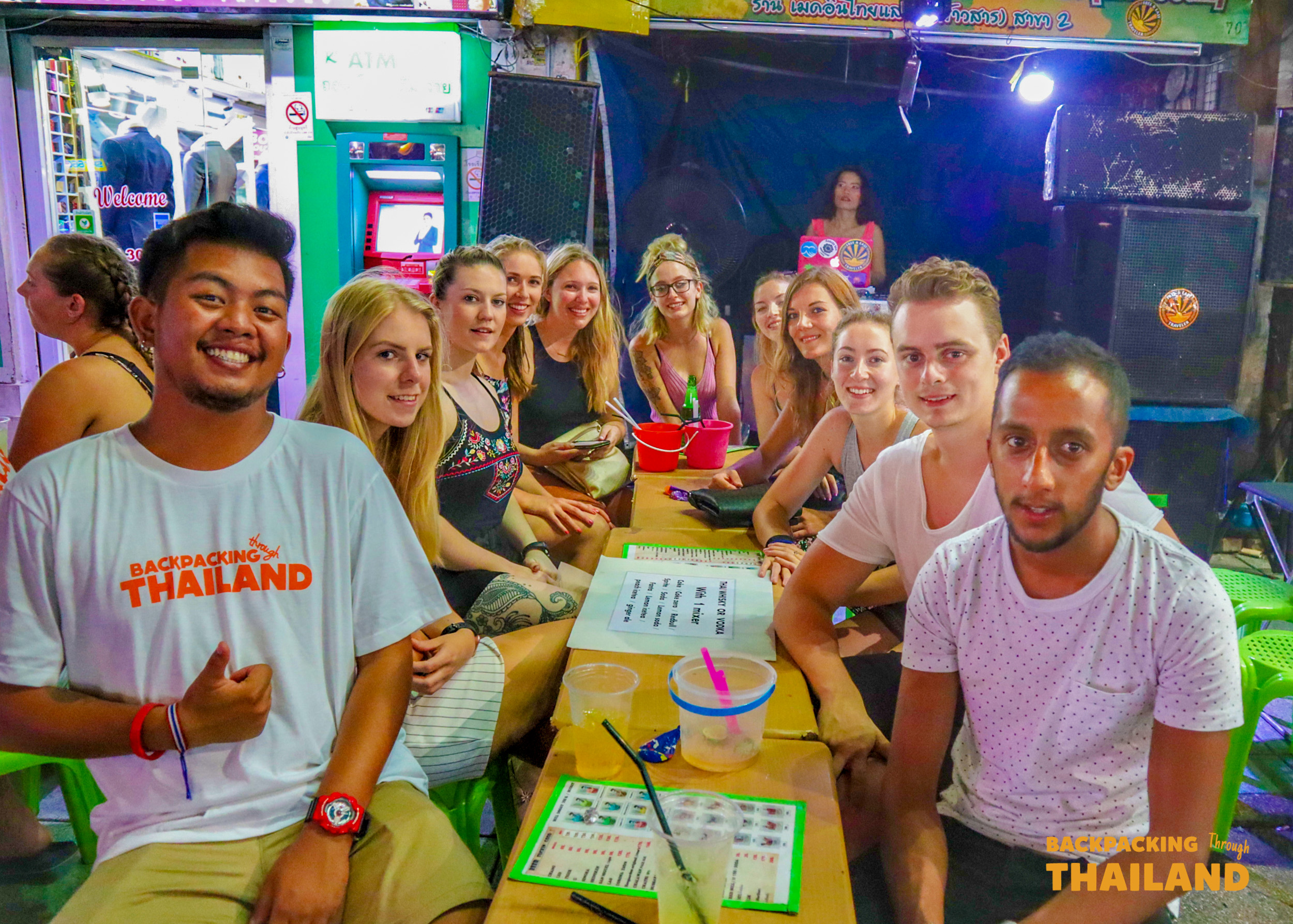 A tour group enjoying Khao San Road party