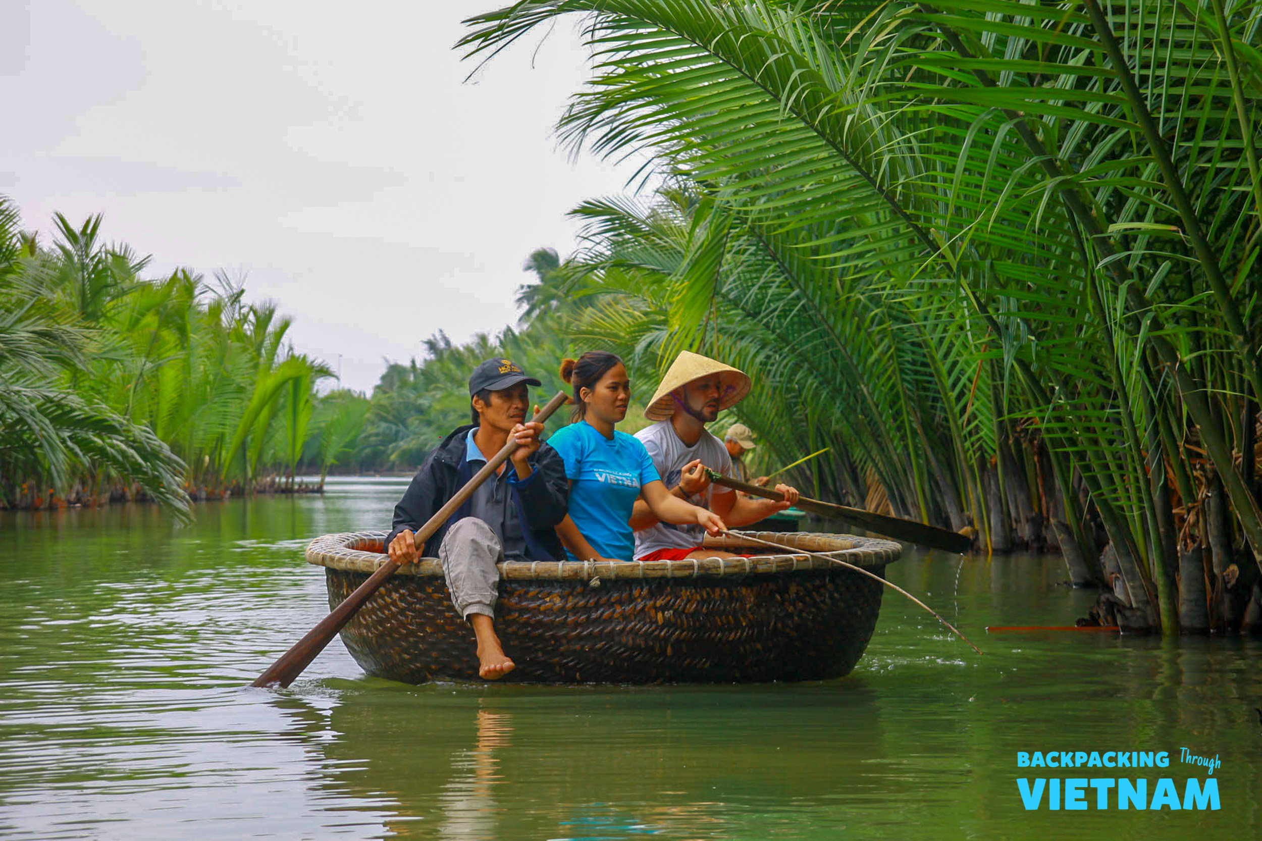 Traditional basket boat ride in Hoi An coconut forest