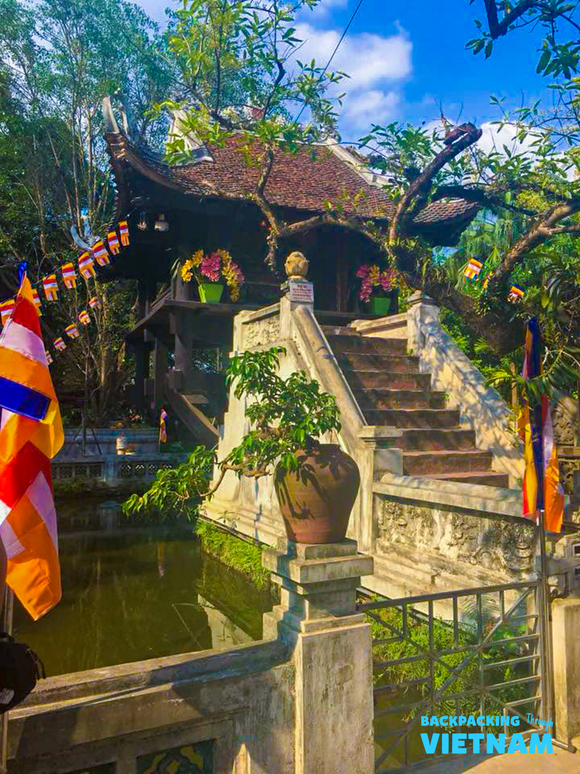 One Pillar Pagoda in Hanoi surrounded by lotus pond