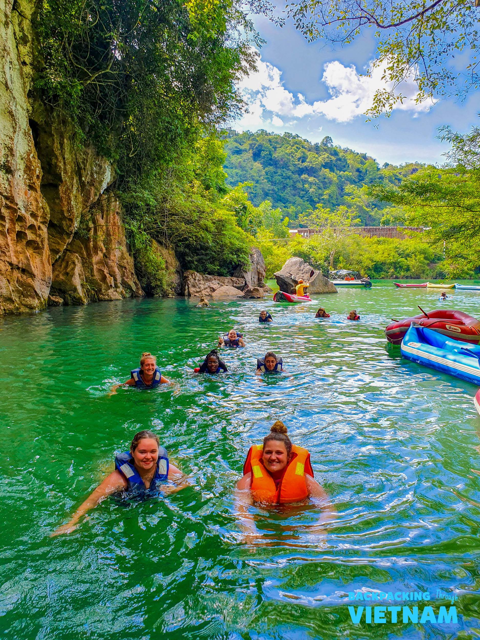 Tubing on Chay River with backpacking group