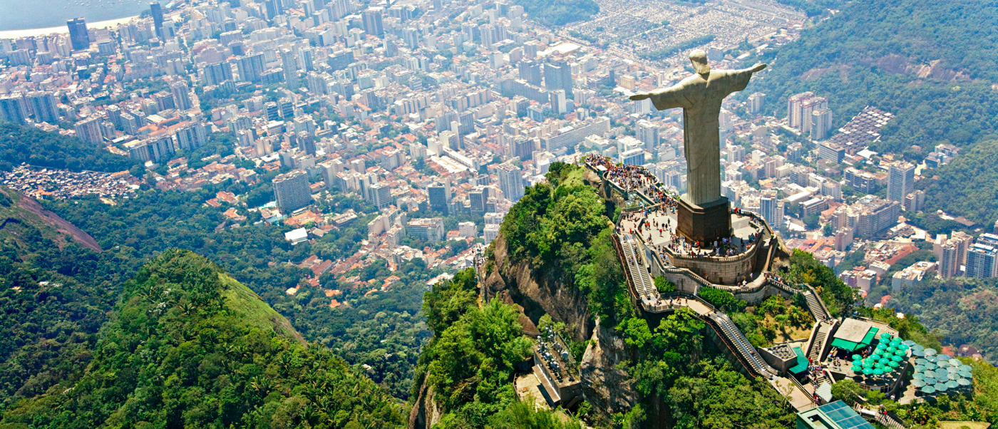 The iconic Christ the Redeemer statue stands tall above the vibrant city of Rio de Janeiro.
