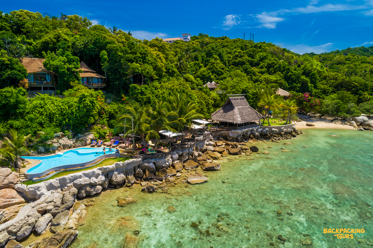Stunning tropical resort on Koh Tao, Thailand, with a unique pool and beachfront restaurant.